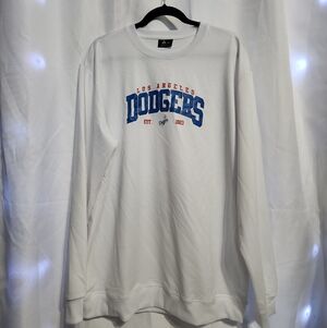 White Los Angeles Dodgers Graphic Crewneck Sweatshirt